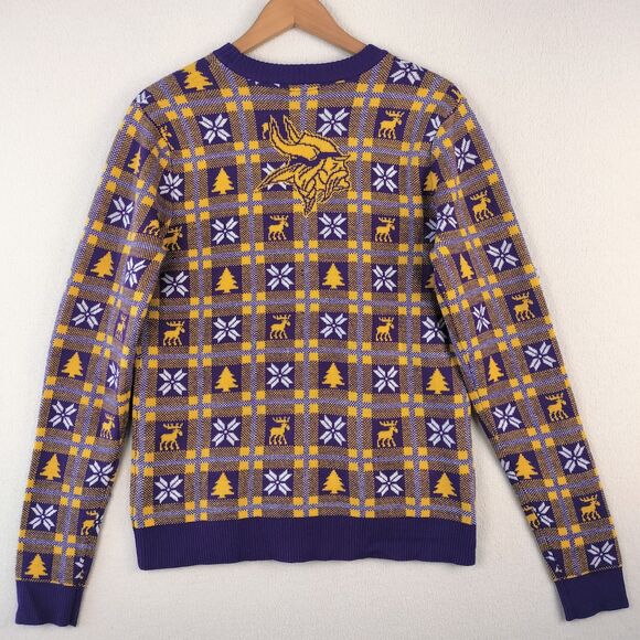 Minnesota Vikings Sweater Mens S Purple Gold Fair Isle Nordic Graphic Print SKOL - Picture 11 of 15